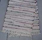 primitive tweed rag rug floor table runner fringe linen light