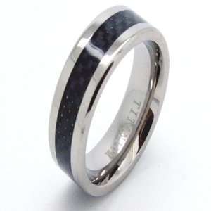 Blue Chip Unlimited   Ultra Slim 7mm Titanium Ring with Black Carbon 