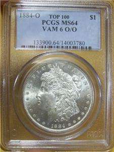 1884 O Morgan Silver Dollar PCGS MS 64 Vam 6 O/O US Graded Coin Top 