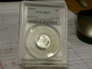 1943 S PCGS MS67 LINCOLN STEEL CENT ID#P299  