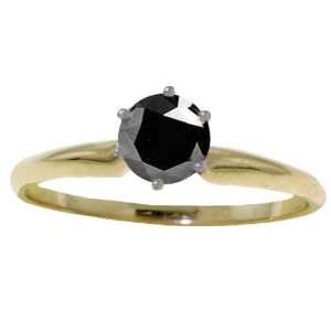  cttw, ctw) Round Cut Black Diamond 14k Gold Solitaire Engagement Ring