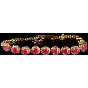  Faceted Ruby Bracelet with Diamonds   18 K Gold 