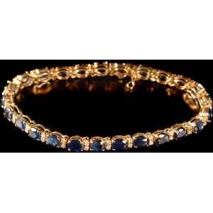   Faceted Sapphire Bracelet with Diamonds   18 K Gold 