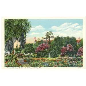 1930s Vintage Postcard Flower Garden   Kenilworth Lodge   Sebring 