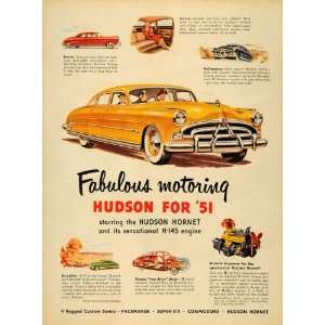 1951 Ad Hudson Motor Car Co. Yellow Hornet Automobile   Original Print 