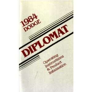 1984 DODGE DIPLOMAT Owners Manual User Guide
