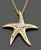    Diamond Necklace 14k Gold Diamond Starfish Pendant 1/10 ct. t 