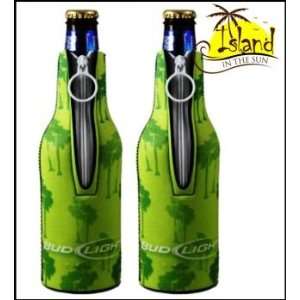  (2) Bud Light Tropical Green Beer Bottle Koozies Cooler 