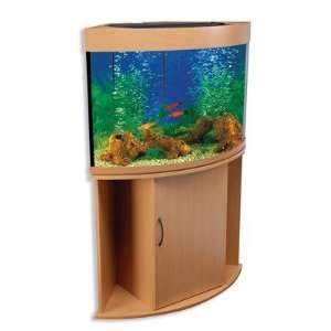  Penn Plax 36 Gallon Corner Aquarium Tank with Stand, Beech 