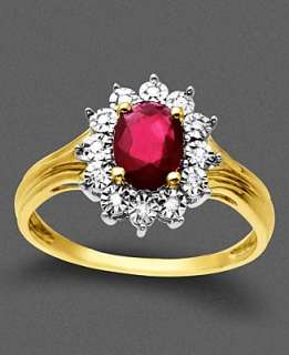 14k Gold Ring, Ruby (3/4 ct. t.w.) and Diamond Accent   Rubys