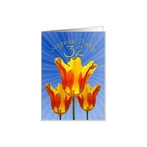  32nd surprise party card, tulips full of sunshine Card 