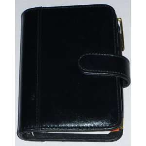  Black Leather like 6 ring Pocket Organizer with Pen (pages 