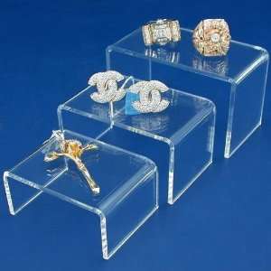  3 Clear Acrylic Jewelry Display Risers Showcase Fixtures 