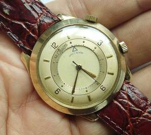 60s LeCoultre 10K Gold Filled Wrist Alarm Men Watch  