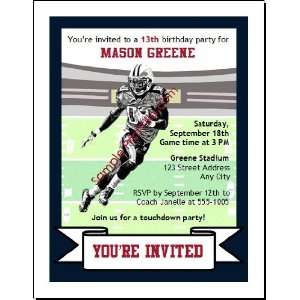   Texans Colored Football Birthday Party Invitation 2 