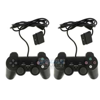 2x Black Shock Controller Game Pad for Sony PS2 Playstation 2  