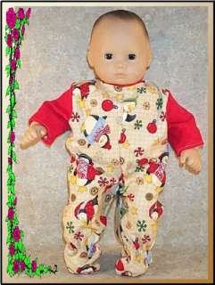 Doll Clothes Christmas Baby Footed Pajamas fit American Girl Bitty 