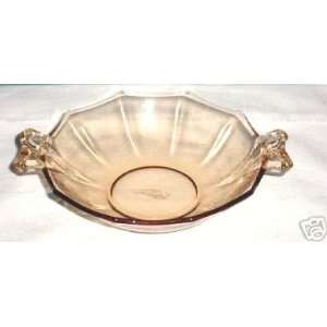  Vintage Amber 10 Sided Handled bowl 