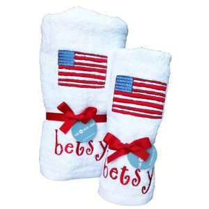   Fourth of July Flag Bath and Hand Towels with Monogram