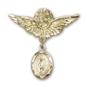   Baby Badge with Miraculous Charm and Angel w/Wings Badge Pin Jewelry