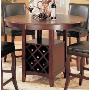  Counter Height Dining Table with Wine Rack Antique Brass 