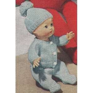 Vintage Knitting PATTERN to make   11 Baby Doll Clothes Set Sweater 