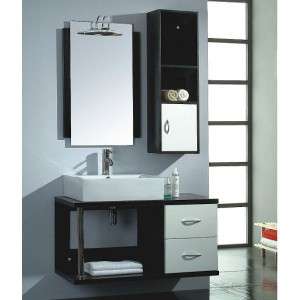 Bathroom Porcelain Vessel Sink & MDF Wood Vanity Set  