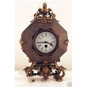  Marble Clock w/Brass Decoration ERA