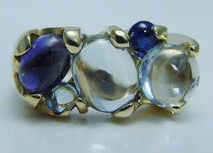 Designer Italy 18KYG Aquamarine Sapphire Ring VIDEO Estate Jewelry 
