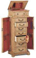 New Shabby Chic Antique Finish Jewelry Armoire With Mirror and Lined 