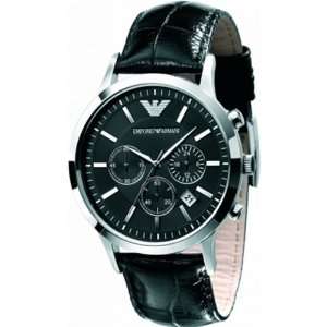   Black Dial Black Leather Mens Watch   AR2447 Emporio Armani Watches
