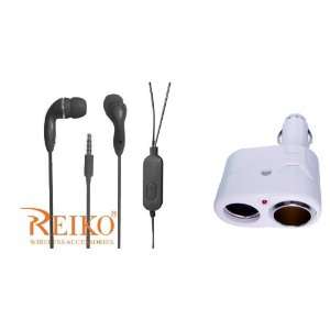 REIKO OEM 3.5 mm Smartphone Stereo Headset Headphone+12V Car Cigarette 