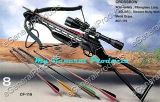 150 lb Fiber Metal Black Hunting Crossbow 14 Bolt Scope  