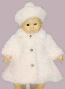 DOLL CLOTHES fits Bitty Baby White Fur Coat & Tam WOW  