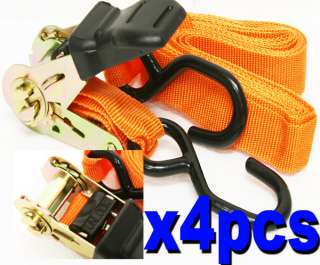   Ratcheting Tie Down Cargo Straps Truck Bed Motorcycle Hauling Moving