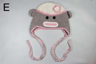 Lovely Gorgeous Baby Toddler Children Sock Monkey Ski Style Knit Hat 