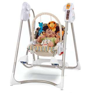 This toddler device provides a swing, infant seat and toddler rocker 