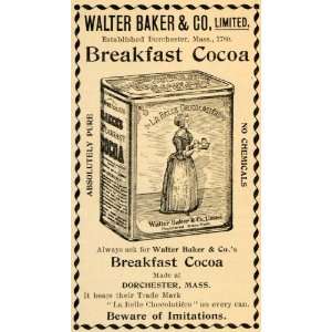  1896 Ad Breakfast Cocoa Walter Baker Chocolate La Belle 