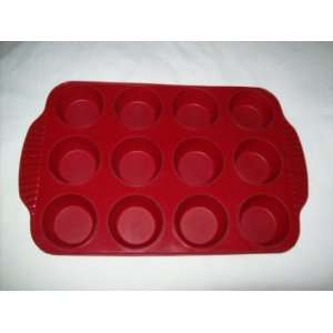  ROSHCO Red Silicone Muffin Baking Pan   12 cups 