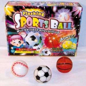 12 FLASHING SPORTS BALLS light up bounce balls kids toy  
