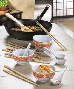 16 pc Complete Stir Fry WOK Chinese Food Pan GIFT SET  