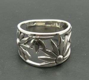 STERLING SILVER RING FLOWER BAND 925 SIZE 5 9 QUALITY  