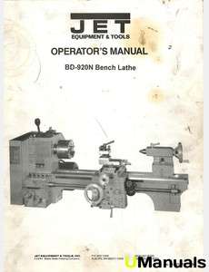 JET BD 920N Bench Lathe Instruction Manual  