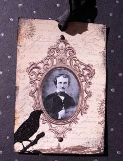 Edgar Allan Poe Halloween Portrait with Raven Gift Tags  
