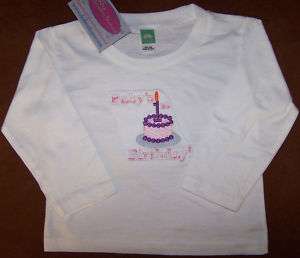Babys First Birthday Cake & 1st Candle LS Girl Shirt  
