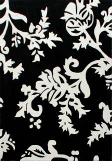 Large Modern Area Rug 8x10 Thick Black White Floral  