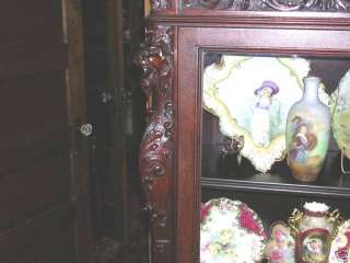 antique r j horner mahogany griffin three door bookcase  