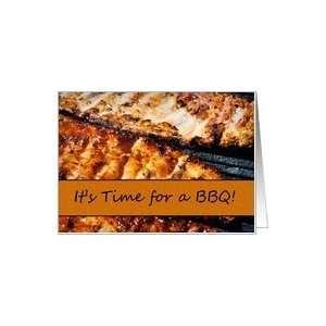  Its Time for a BBQ Barbecue Grill Outdoor Invitation Card 