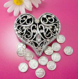 HEART Rhinestone Wedding Coin Trinket Box Set ARRAS  