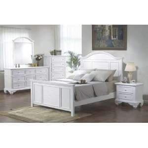  Pebble Beach White Finish Wood Full Size 5pc Bedroom Set 
